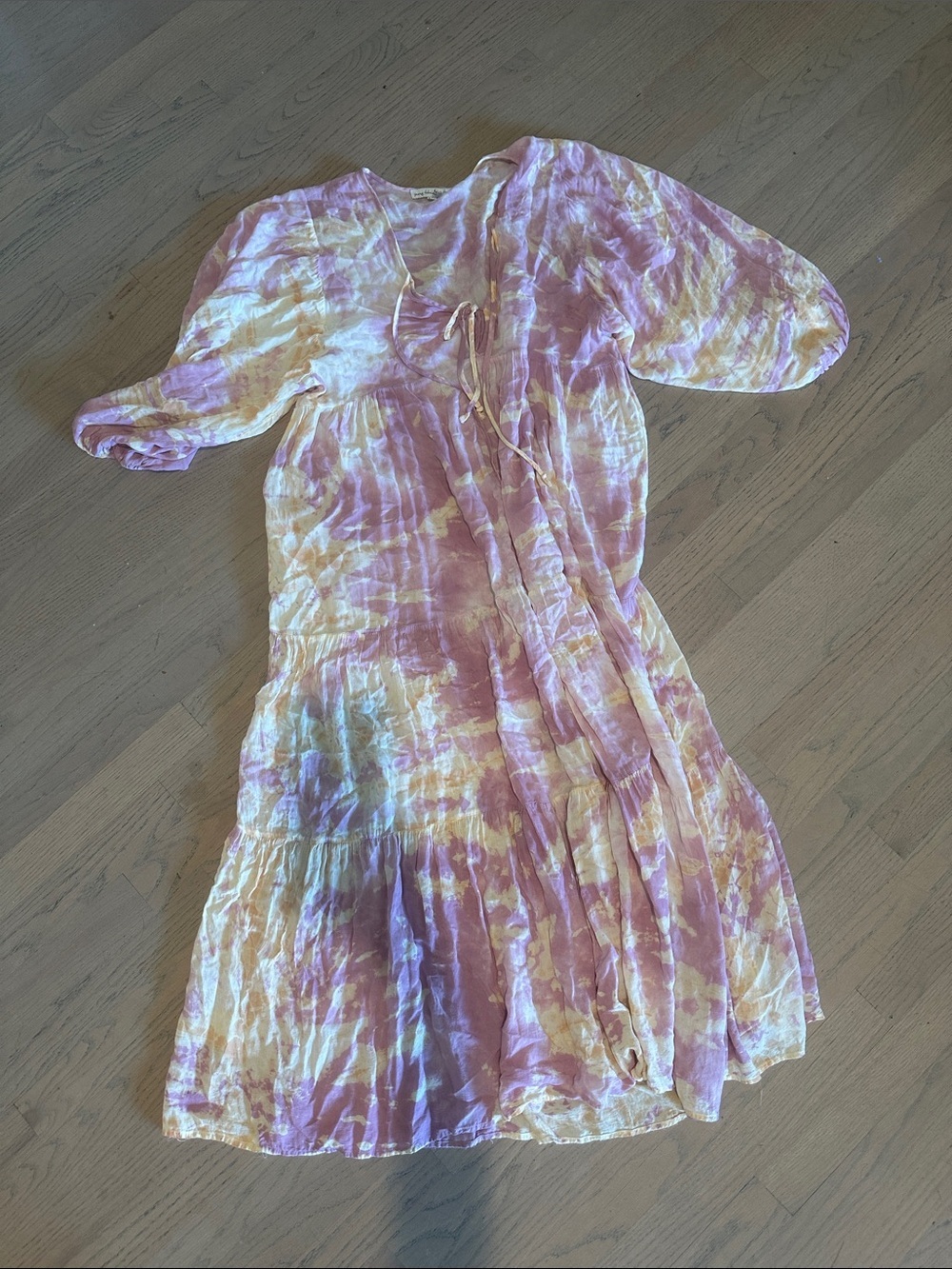 Young Fabulous & Broke Pink Tie-Dye Maxi Dress with Ruffle Hem
